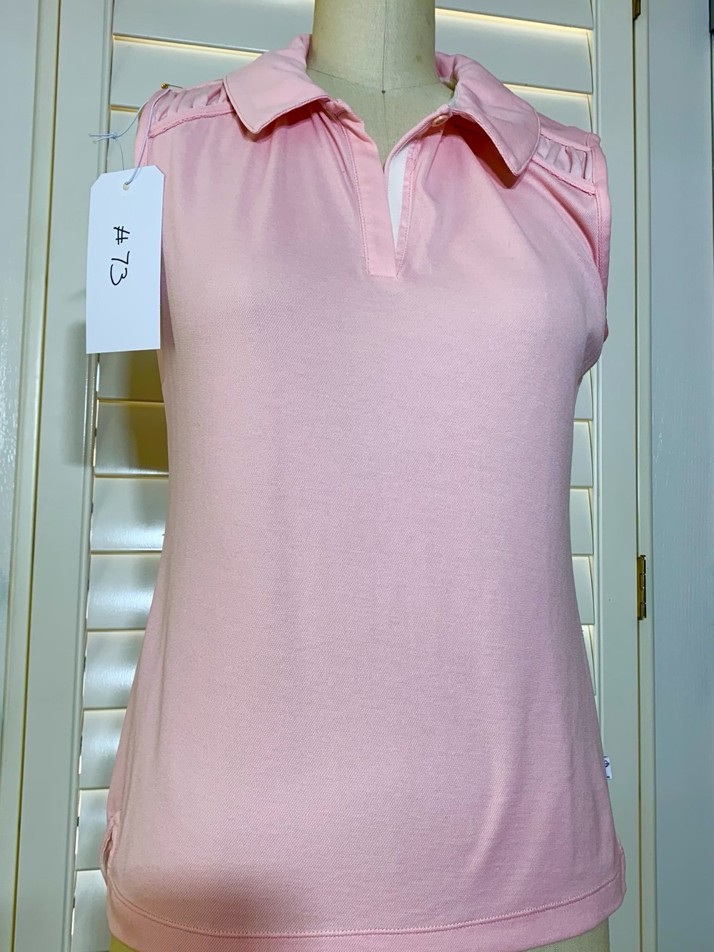Women’s Pink Sleeveless Polo Tank with Notch Collar Golf wear